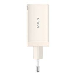 Ładowarka sieciowa Baseus GaN5, 2x USB-C + USB, 65W + kabel 1m (biała)
