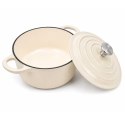 EMALIOWANY GARNEK ŻELIWNY 24cm 4,2L KREMOWY 7765