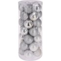 BOMBKA DEKORACYJNA PLASTIKOWA 6CM SET 35 SZT SREBRNA