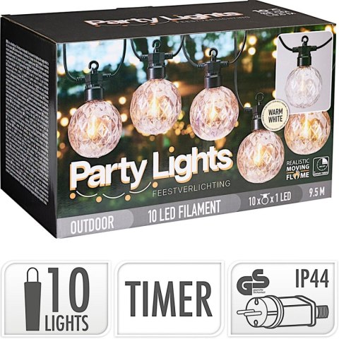 GIRLANDA OGRODOWA PARTY LIGHT TIMER 10LED 9,5 M PROGARDEN