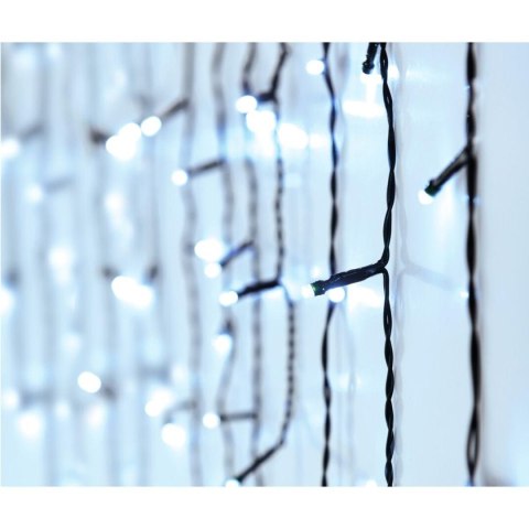 LAMPKI CHOINKOWE KURTYNA ŚWIETLNA ZEW 180 LED STEROWNIK TIMER ZIMNY BIAŁY KABEL ZIELONY