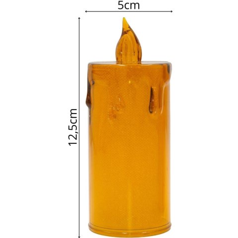 ŚWIECA DEKORACYJNA 12,5 CM AMBER CIEPŁY BIAŁY 1 LED