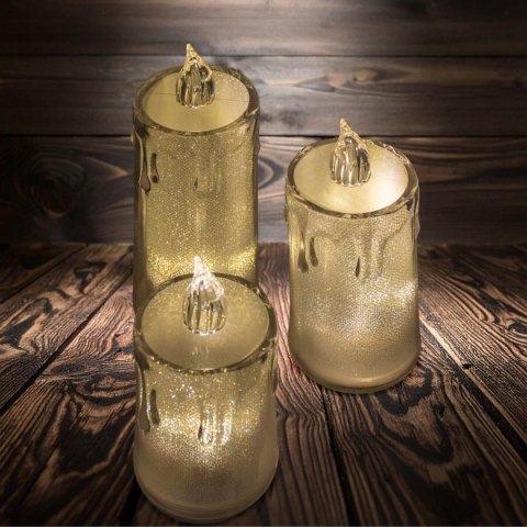 ŚWIECA DEKORACYJNA 12,5 CM TRANSPARENT CIEPŁY BIAŁY 1 LED
