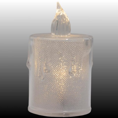 ŚWIECA DEKORACYJNA 8 CM TRANSPARENTA CIEPŁY BIAŁY 1 LED