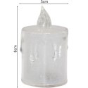 ŚWIECA DEKORACYJNA 8 CM TRANSPARENTA CIEPŁY BIAŁY 1 LED