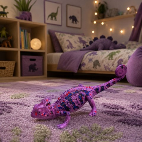 Kameleon Gumowa Figurka Rozciągliwa Realistyczna Fioletowy Gad 14 cm