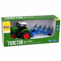 Traktor Rolniczy Farmerski Z Pługiem Wieloskibowym Gumowe Koła Zielony 1:24