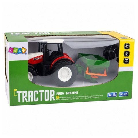 Traktor Rolniczy z Siewnikiem Zdalnie Sterowany RC Światła Czerwony 1:24