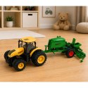 Traktor Rolniczy z Siewnikiem i Agregatem Światła Dźwięki Żółty 1:24