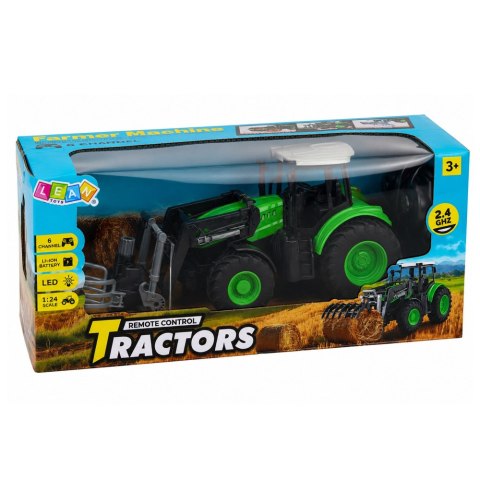 Traktor z Chwytakiem Do Bali Zdalnie Sterowany RC Światła Zielony 1:24