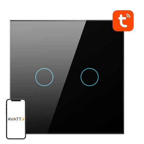 Włącznik światła AVATTO TS02-EU-B2 Wi-Fi 2-przyciski (czarny)