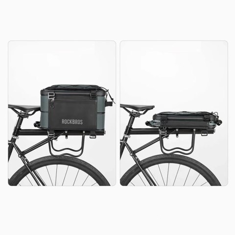 Torba rowerowa Rockbros A30 ROAD TO SKY składana na bagażnik 15-30 l - szara
