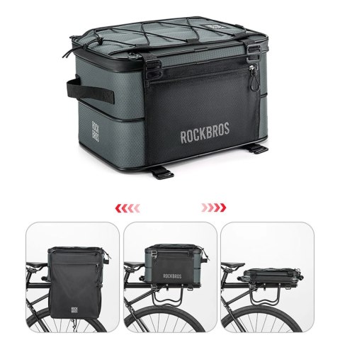 Torba rowerowa Rockbros A30 ROAD TO SKY składana na bagażnik 15-30 l - szara
