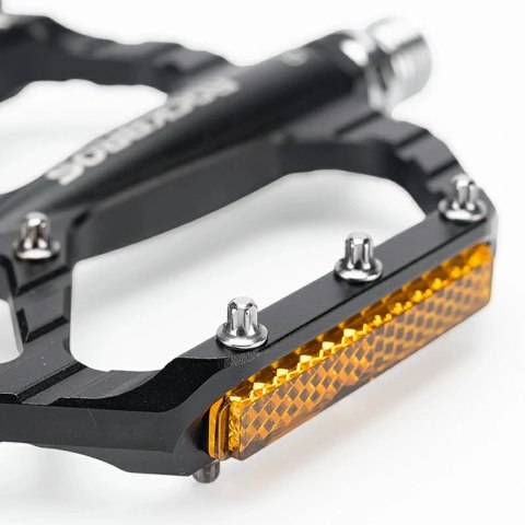 Pedały rowerowe Rockbros C700 platformowe odblaskowe aluminiowe - czarne