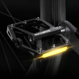 Pedały rowerowe Rockbros K371 aluminiowe odblaskowe z uszczelnionymi łożyskami - czarne