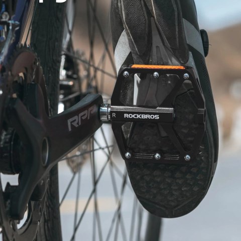 Pedały rowerowe Rockbros K371 aluminiowe odblaskowe z uszczelnionymi łożyskami - czarne