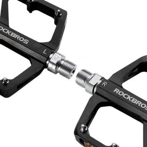 Pedały rowerowe Rockbros K371 aluminiowe odblaskowe z uszczelnionymi łożyskami - czarne