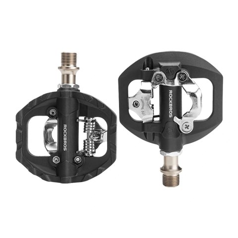 Pedały rowerowe Rockbros M108 nylonowe half-lock dwustronne - czarne