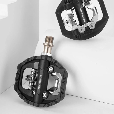 Pedały rowerowe Rockbros M108 nylonowe half-lock dwustronne - czarne