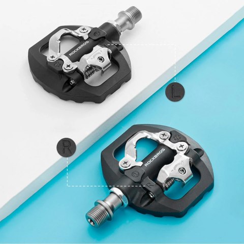 Pedały rowerowe Rockbros M108 nylonowe half-lock dwustronne - czarne