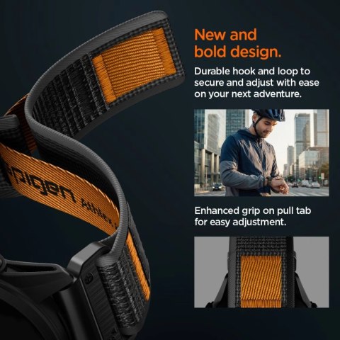 Pasek Spigen Athlex Air na Garmin QuickFit 22 mm - czarno-pomarańczowy