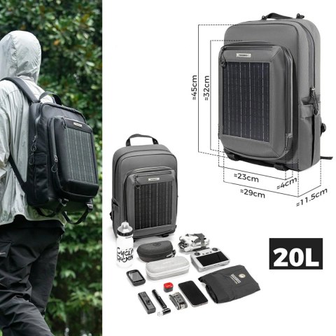 Plecak rowerowy Rockbros H51 Plecak z panelem solarnym - czarny