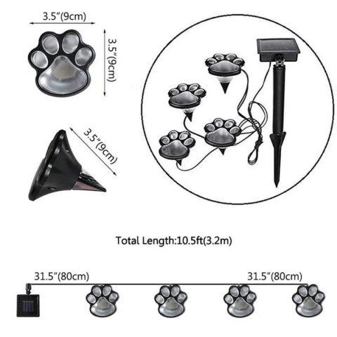 LAMPA SOLARNA ŁAŃCUCH SOLARNY 3M 4 ŁAPKI