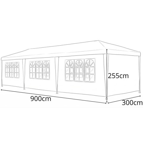 PAWILON NAMIOT OGRODOWY CATERINGOWY PE 9x3M + 8 ŚCIANEK GRANATOWY