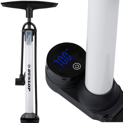 POMPKA ROWEROWA WARSZTATOWA 120PSI (8,3 Bar) WYŚWIETLACZ CYFROWY LCD SKŁADANA PODSTAWA DUNLOP