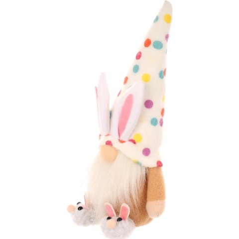 SKRZAT GNOM ZAJĄCZEK 25CM W GROSZKI BOY DEKORACJA WIOSENNA
