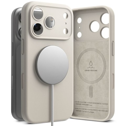 Etui plecki na iPhone 17 Pro Silicone Magnetic MagSafe - beżowe
