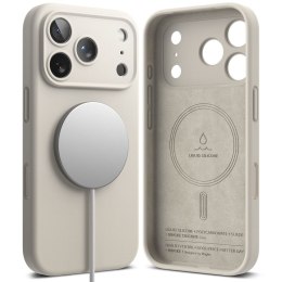Etui plecki na iPhone 17 Pro Silicone Magnetic MagSafe - beżowe