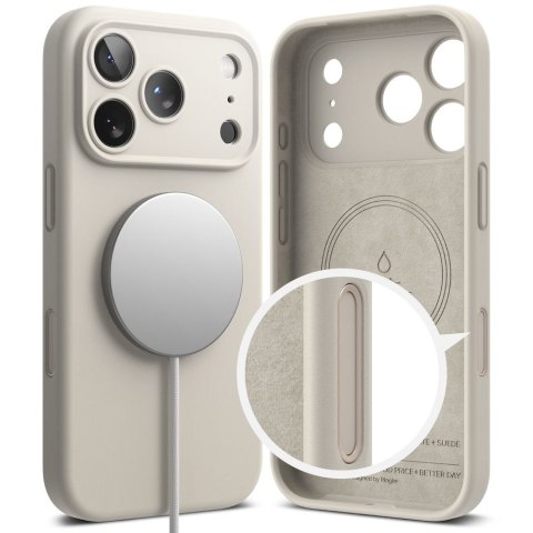 Etui plecki na iPhone 17 Pro Silicone Magnetic MagSafe - beżowe