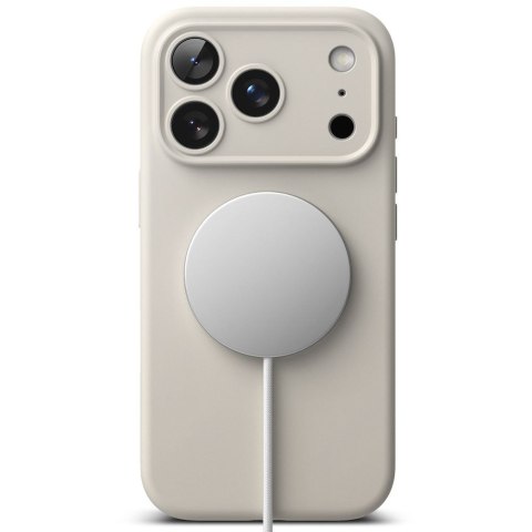 Etui plecki na iPhone 17 Pro Silicone Magnetic MagSafe - beżowe