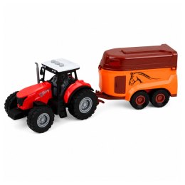 Traktor z Przyczepą Do Transportu Konia Figurka Światła Dźwięki 3 el.