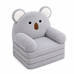 Rozkładany Fotel Sofa Leżanka Koala 2W1 Dla Dzieci Miękki Pluszowy Szary