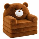 Rozkładany Fotel Sofa Leżanka Miś 2W1 Dla Dzieci Miękki Pluszowy Brązowy