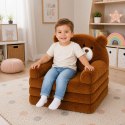 Rozkładany Fotel Sofa Leżanka Miś 2W1 Dla Dzieci Miękki Pluszowy Brązowy