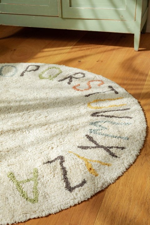 Dywan Bawełniany ABC Kolory i Litery, Ø120 cm, Lorena Canals