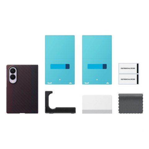 Etui Samsung Carbon Magnet Case do Samsung Galaxy Z Fold 8 kompatybilne z MagSafe + 2 szt. folii antyrefleksyjnej - czerwone