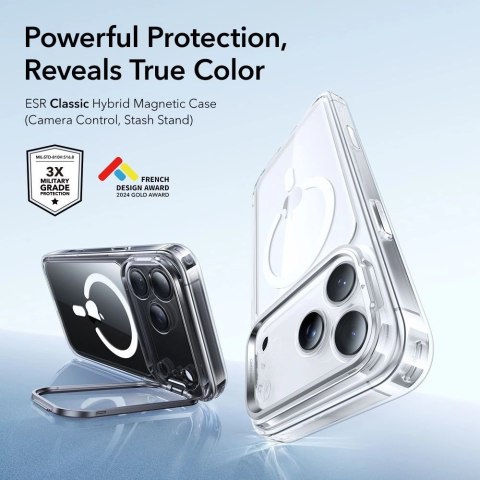 Etui ESR Classic Hybrid Kickstand MagSafe na iPhone 17 Pro - przezroczyste