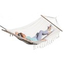 HAMAK OGRODOWY 2 OSOBOWY 200X150CM Z DRĄŻKIEM I Z FRĘDZLAMI MIAMI ECRU 1018966