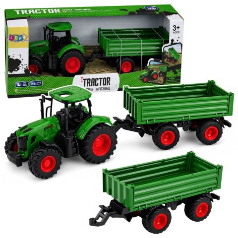 Traktor Rolniczy Farmerski z Przyczepą Wywrotką Gumowe Koła Zielony 1:24