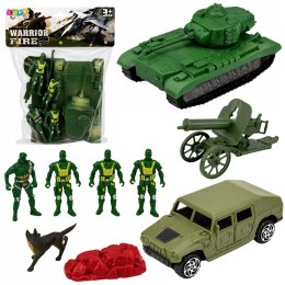 Zestaw Wojskowy Militarny Żołnierzyki Czołg Pojazd Armata 13 el.
