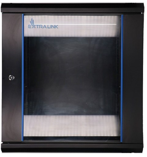 Szafka wisząca rack 12U 600x450 czarna szklane drzwi