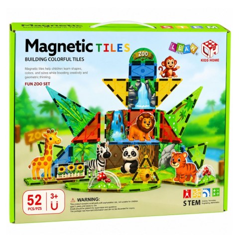Klocki Magnetyczne Konstrukcyjne Dzikie Zwierzęta Dżungla ZOO 52 el.