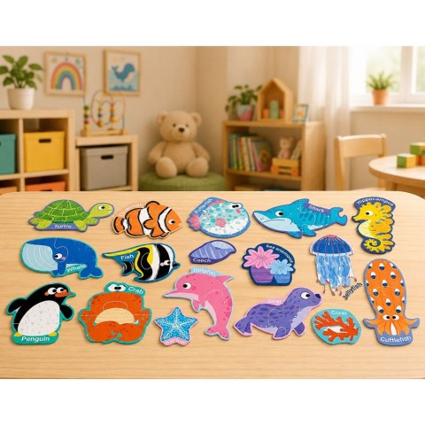 Puzzle Magnetyczne Zwierzęta Morskie Magnesy Na Lodówkę Edukacyjne 30 el.