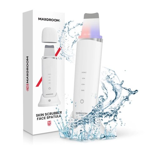 Urządzenie do peelingu kawitacyjnego MAXGROOM M-169 ultradźwiękowe z terapią światłem LED - białe