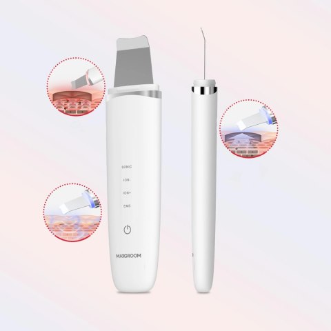 Urządzenie do peelingu kawitacyjnego MAXGROOM M-169 ultradźwiękowe z terapią światłem LED - białe
