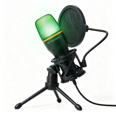 Wozinsky mikrofon do komputera studyjny gamingowy USB Statyw RGB - czarny